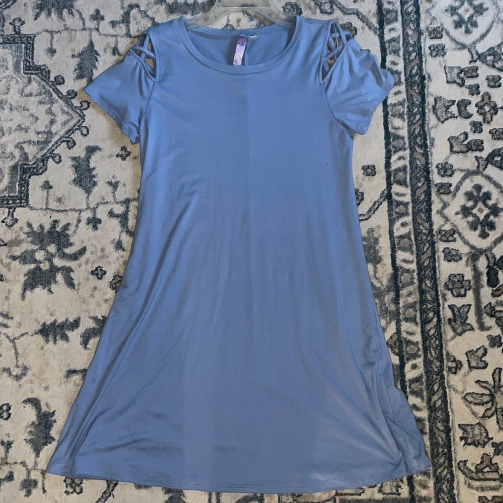 Blue Short Sleeve Dress